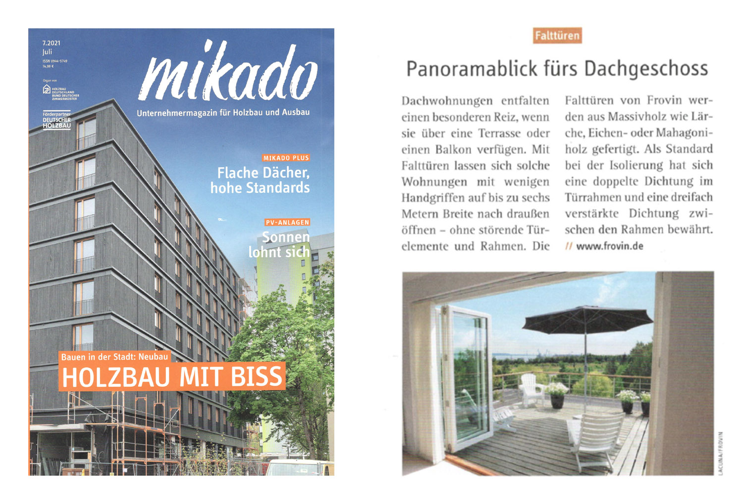 Titelbild mikado mit Pressebericht über frovin Falttüren