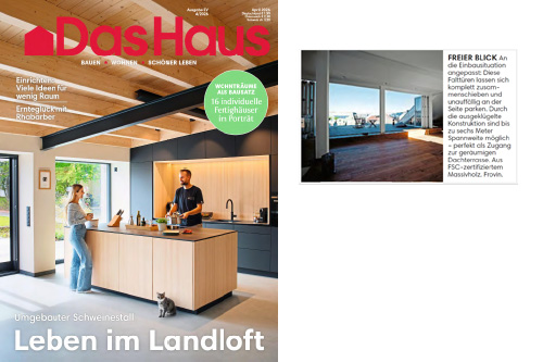 Titelbild Das Haus mit Pressebericht über frovin Falttüren