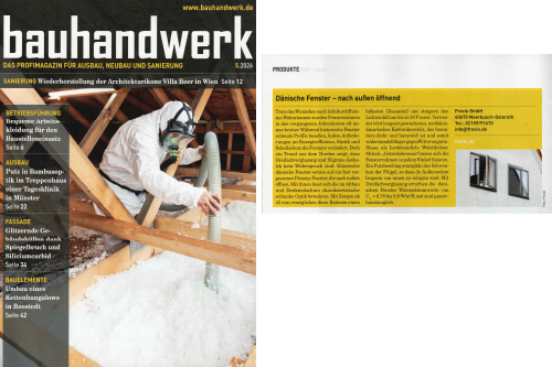 Titelbild Bauhandwerk mit Pressebericht über frovin Dänische Fenster